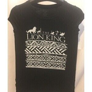 Disney THE LION KING Black & White T-Shirt Cap Sleeves Crew Neck Woman Top S